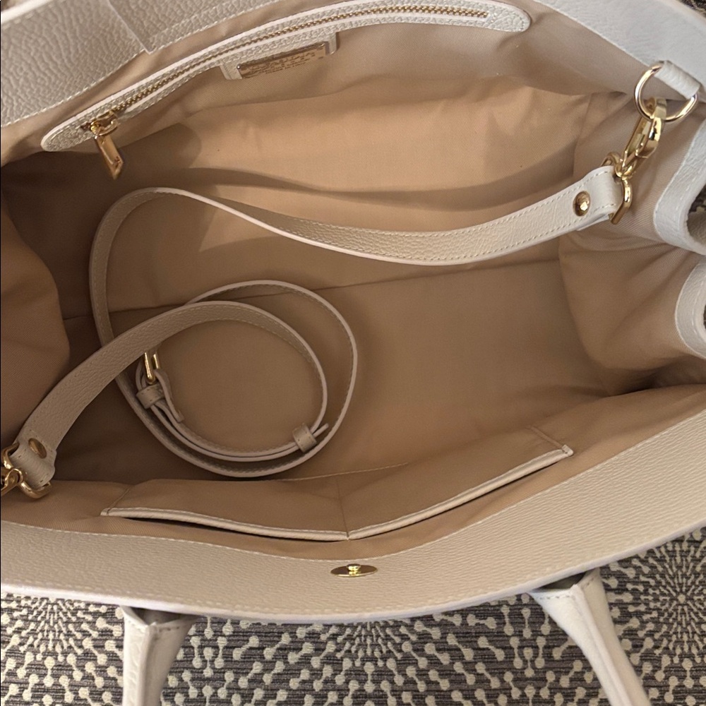 Claudia Firenze Off White Cream Leather XL Tote Bag - Picture 4 of 15